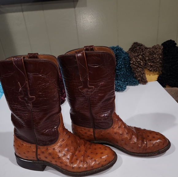 🌟VINTAGE🌟LUCCHESE Sz. 7.5 B FULL QUILL OSTRICH EUC - Picture 3 of 7